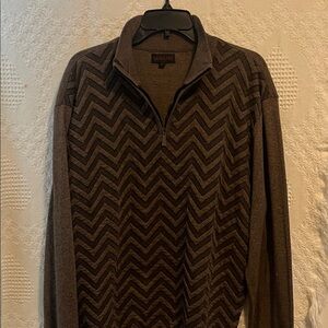 Sorano Men's Brown Chevron 1/4 Zip-Up Sweater